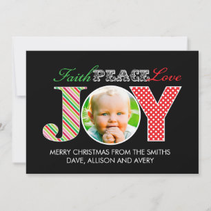 Faith, Peace, Love and Joy Photo Christmas Card