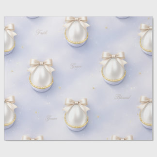 Faith Pearl Wrapping Paper Elegant Bow Design