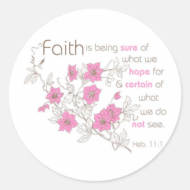 Faith (pink & brown) classic round sticker (Front)