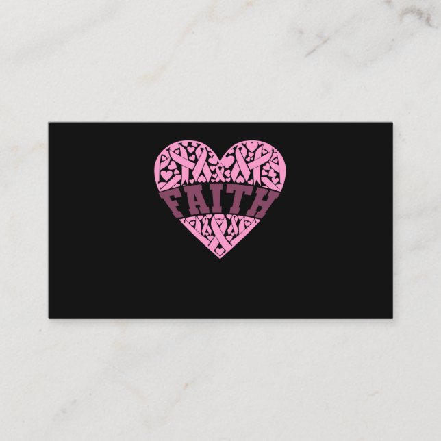 Faith Pink Heart Breast Cancer Awareness Business Card (Front)