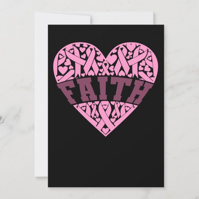 Faith Pink Heart Breast Cancer Awareness Save The Date (Front)