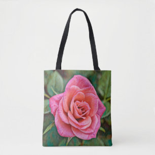 Faith Pink Rose Art Tote