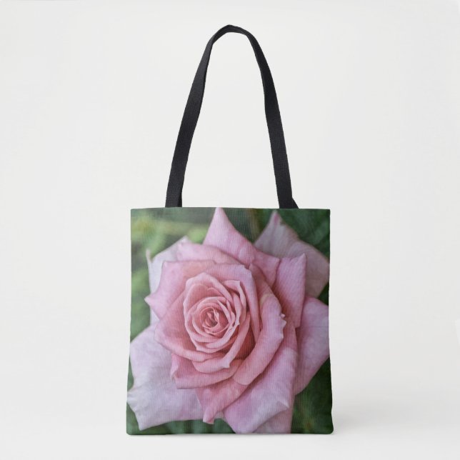 Faith Pink Rose Tote Bible Verse Matthew 6:21 (Front)