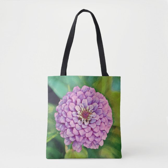 Faith Pom-Pom Zinnia Flower Tote (Front)