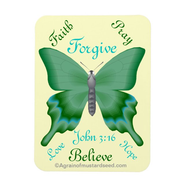 Faith Pray Believe Butterfly Bible Quote Magnet (Vertical)