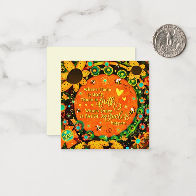 Faith Pretty Floral Bumblebee Irelyn Mini Card (Front/Back In Situ)