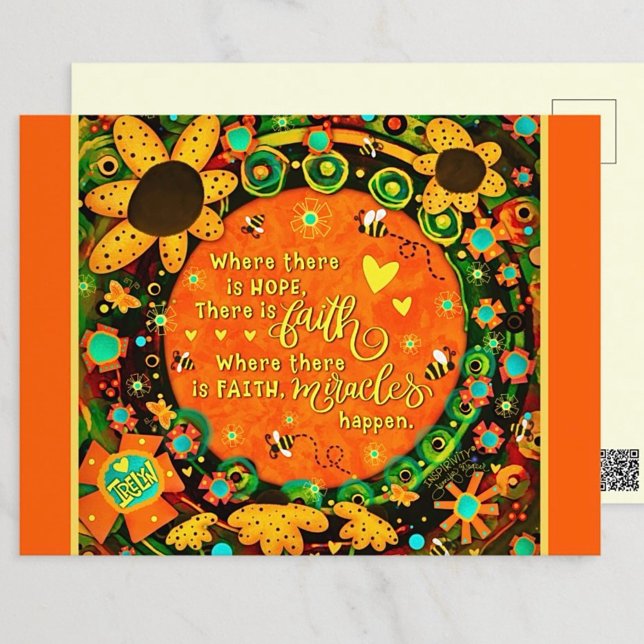 Faith Pretty Floral Bumblebee Irelyn Postcard (Creator Uploaded)