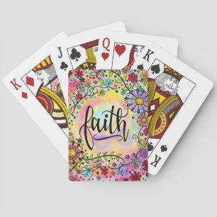 Faith Pretty Floral Inspirational Religious Trendy Playing Cards