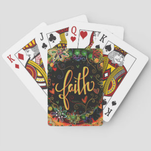 Faith Pretty Inspiring Floral ReligiousInspirivity Playing Cards