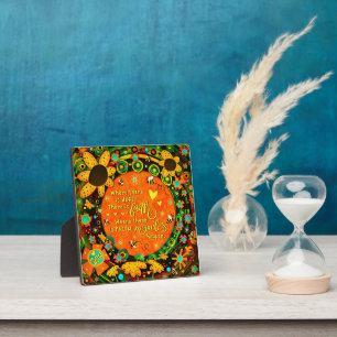 Faith Pretty Orange Yellow Floral Bumblebee Irelyn Plaque