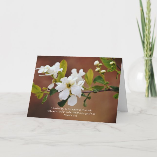Faith Proverbs 15:23 Thank You Note Card (Front)