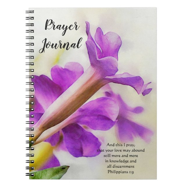 Faith Purple Flower Art Prayer Journal Notebook (Front)