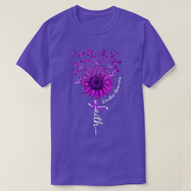 Faith Purple Ribbon Butterfly Sunflower Overdose A T-Shirt (Design Front)