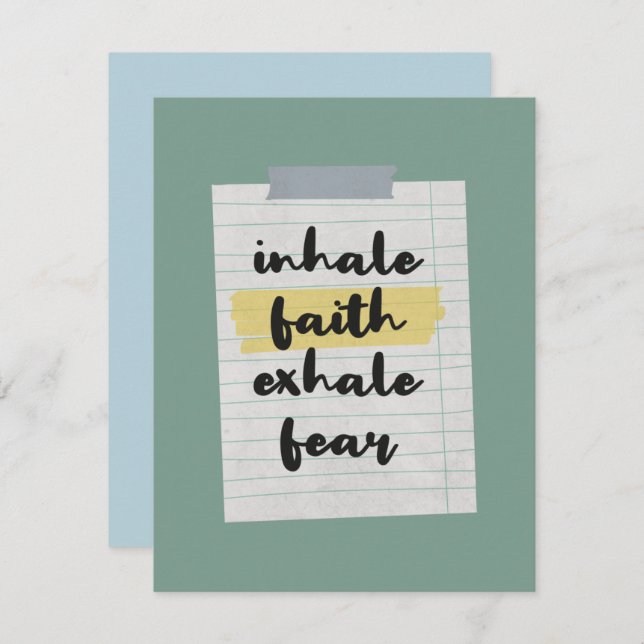 Faith Quote: Inhale Faith Exhale Fear Card (Front/Back)