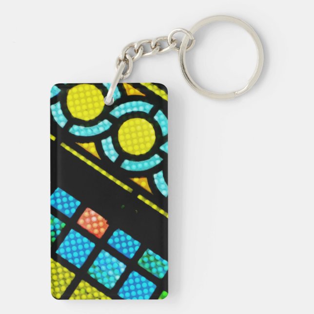 Faith Recovery Hope Stained Glass Window Colourful Key Ring (Back)