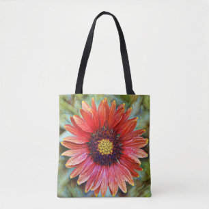 Faith Red Wildflower Art Tote