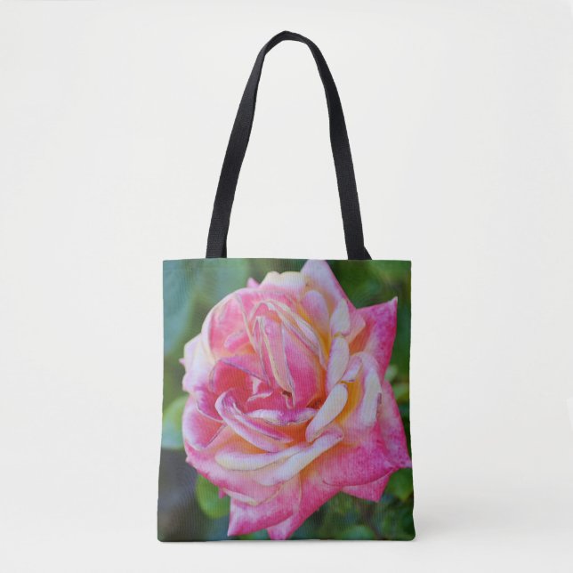 Faith Rejoice Bible Verse Rose Flower Tote (Front)
