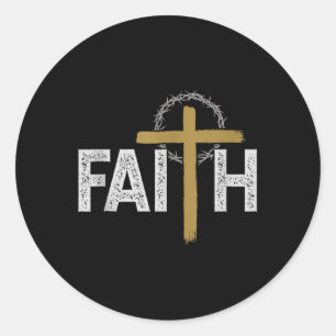 Faith Religious Bible Jesus Catholic Christian Tan Classic Round Sticker
