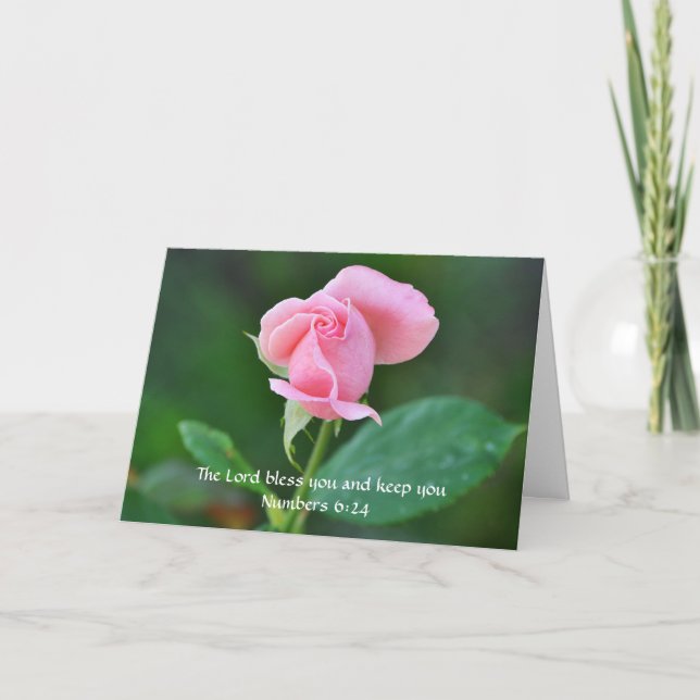 Faith Rose Flower Bible Verse Birthday Card (Front)