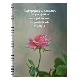 Faith Rose Pink Flower Prayer Notebook