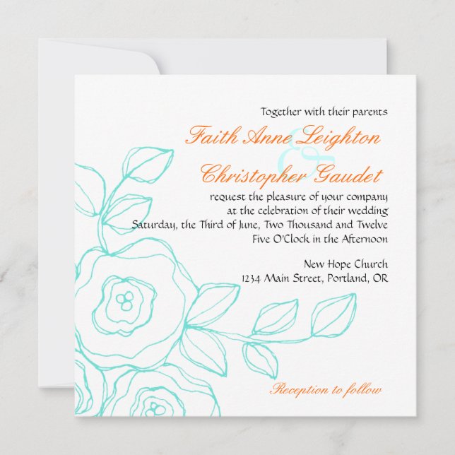 Faith Rose - Square Wedding Invitation (Front)