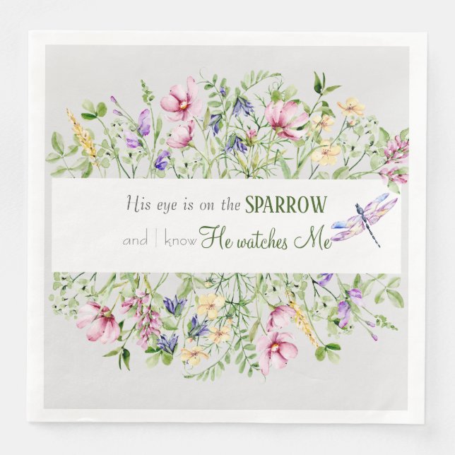 Faith Scripture Encouraging Botanical Watercolor Napkin (Front)