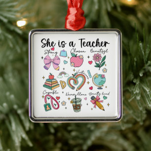 Faith She is a Teacher Gift Metal Tree Decoration