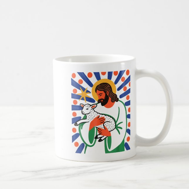 Faith Shepherd Lamb Peaceful Divine Sritual Design Coffee Mug (Right)