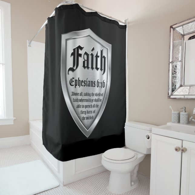 Faith Shield Christian Faith Bible Verse Ephesians Shower Curtain (In Situ)