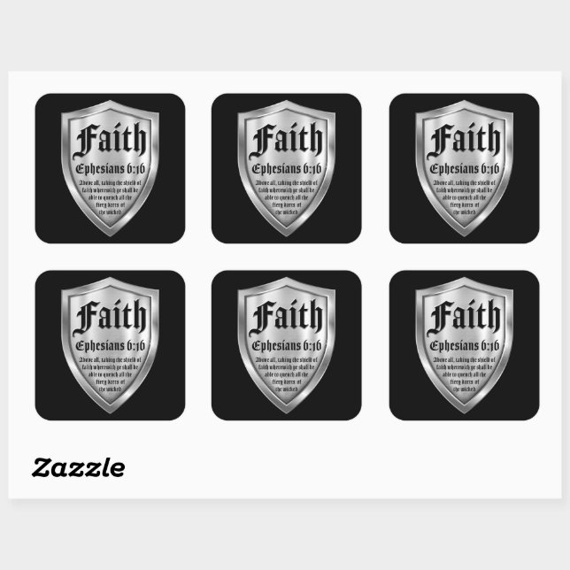 Faith Shield Christian Faith Bible Verse Ephesians Square Sticker (Sheet)