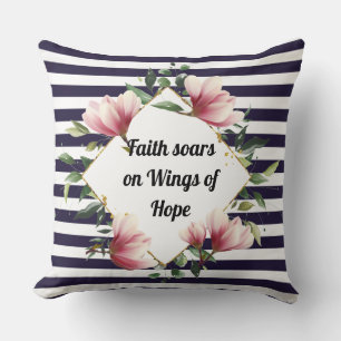 Faith Soars on Wings of Hope Black White Pillow
