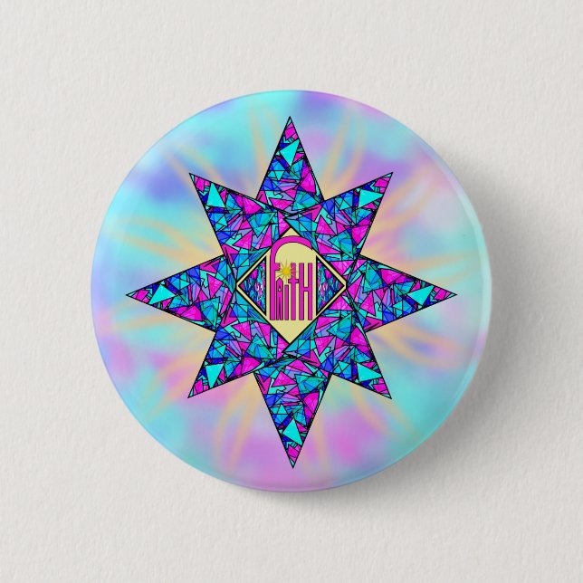 Faith ~ Star 6 Cm Round Badge (Front)