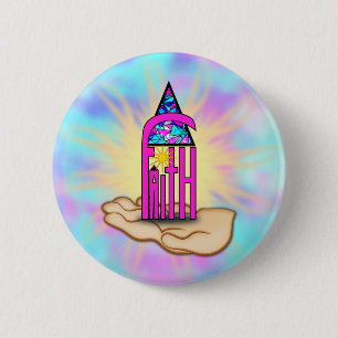Faith ~ Steeple 6 Cm Round Badge