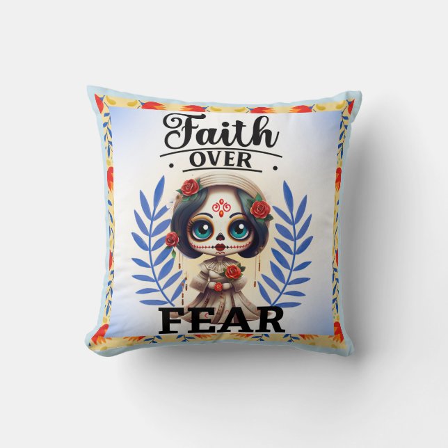 Faith Sugar Skull  Cushion (Front)
