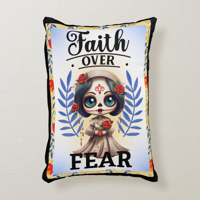 Faith Sugar Skull  Decorative Cushion (Front(Vertical))
