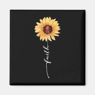Faith Sunflower Burgundy Ribbon Brain Aneurysm Awa Magnet