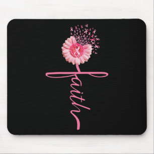 Faith Sunflower Pink Ribbon Breast Cancer Awarenes Mouse Mat