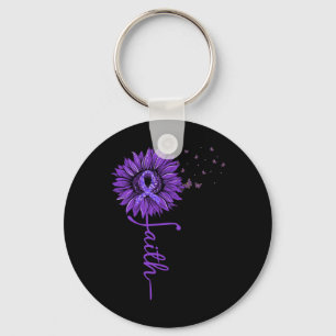 Faith Sunflower Purple Heimer’s Awareness Key Ring
