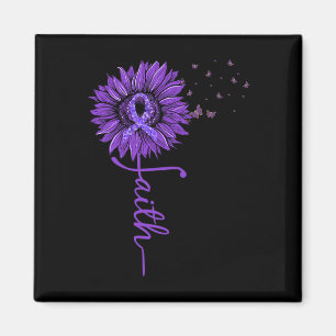 Faith Sunflower Purple Heimer’s Awareness Magnet