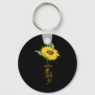 Faith Sunflower Semicolon Suicide Prevention Aware Key Ring