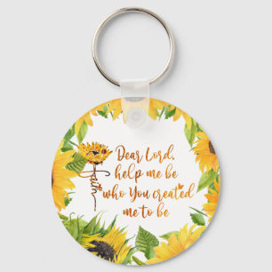 Faith Sunflower with Prayer Quote  Key Ring
