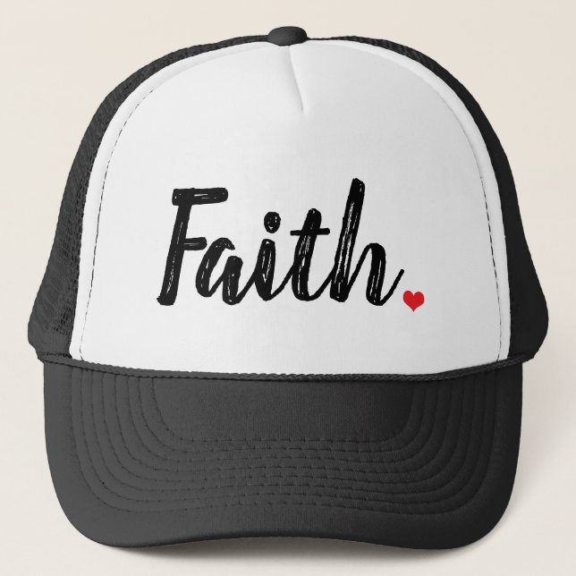 FAITH texture letters with red HEART | Trucker Hat (Front)