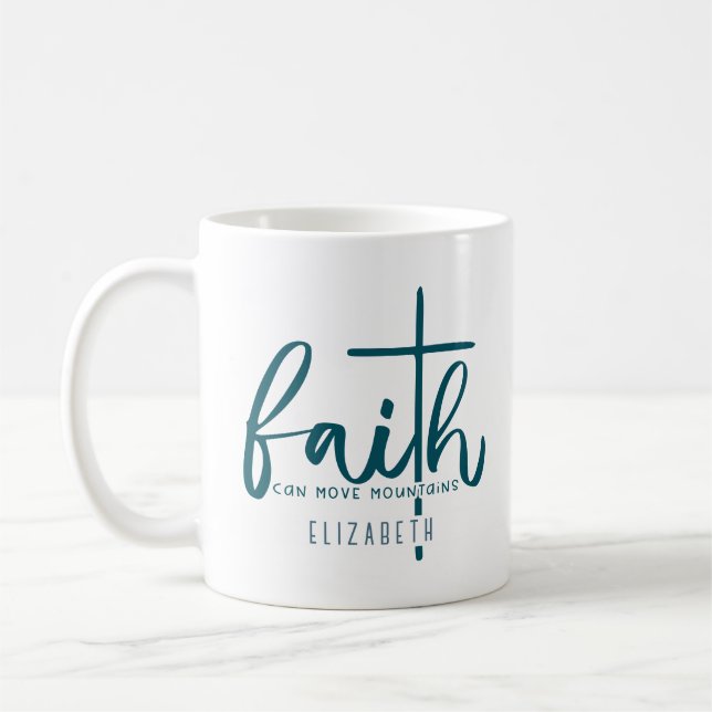 Faith Typography Personalised Coffee/Tea/Cocoa Mug (Left)