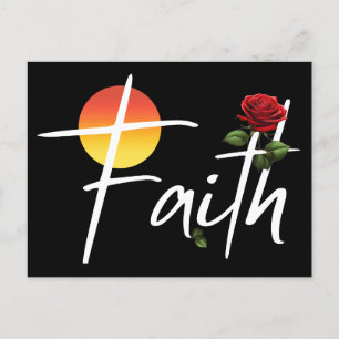 Faith Typography With Roses Postcard