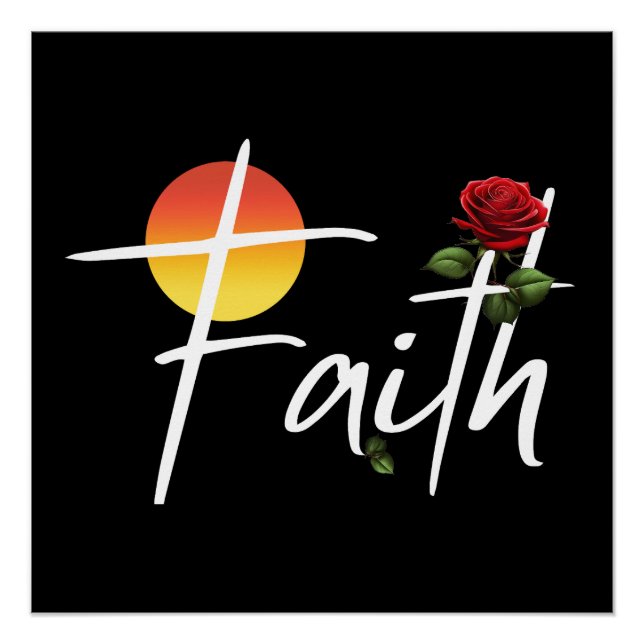 Faith Typography With Roses Poster (Front)