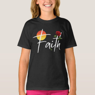 Faith Typography With Roses T-Shirt