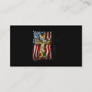 Faith USA American Flag Christian Cross Jesus Sunf Business Card