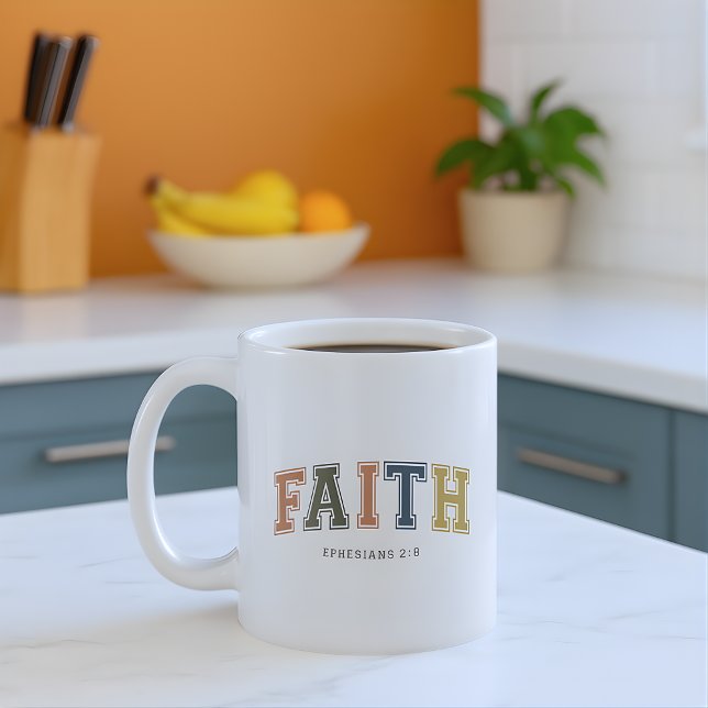 Faith Varsity Style Text Ephesians 2:18 Coffee Mug (Creator Uploaded)