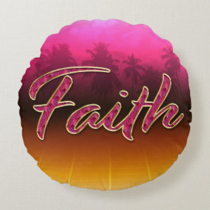 Faith Vorname Name golden pink Kissen Round Cushion