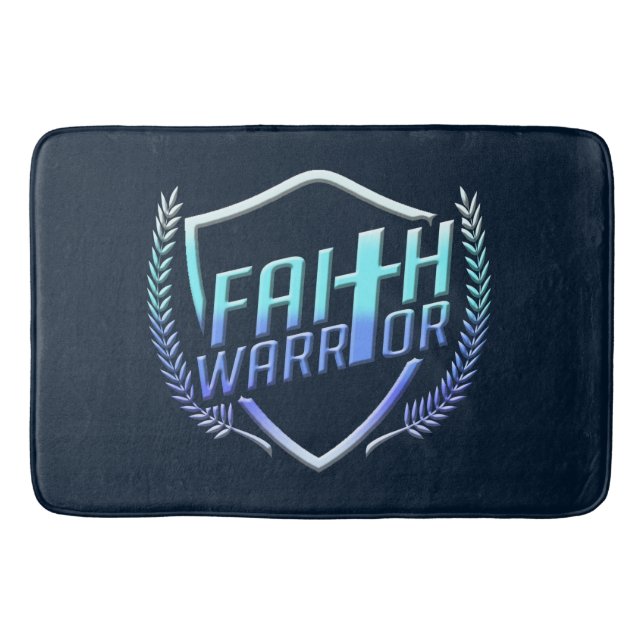 Faith Warrior Christian Blue Purple Ombre Bath Mat (Front)